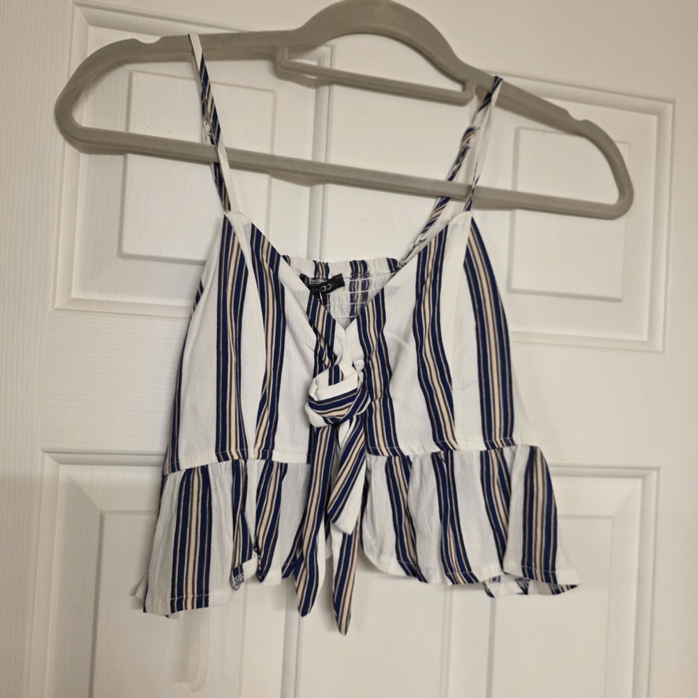 2 piece sets Striped Blue and White Women's Top